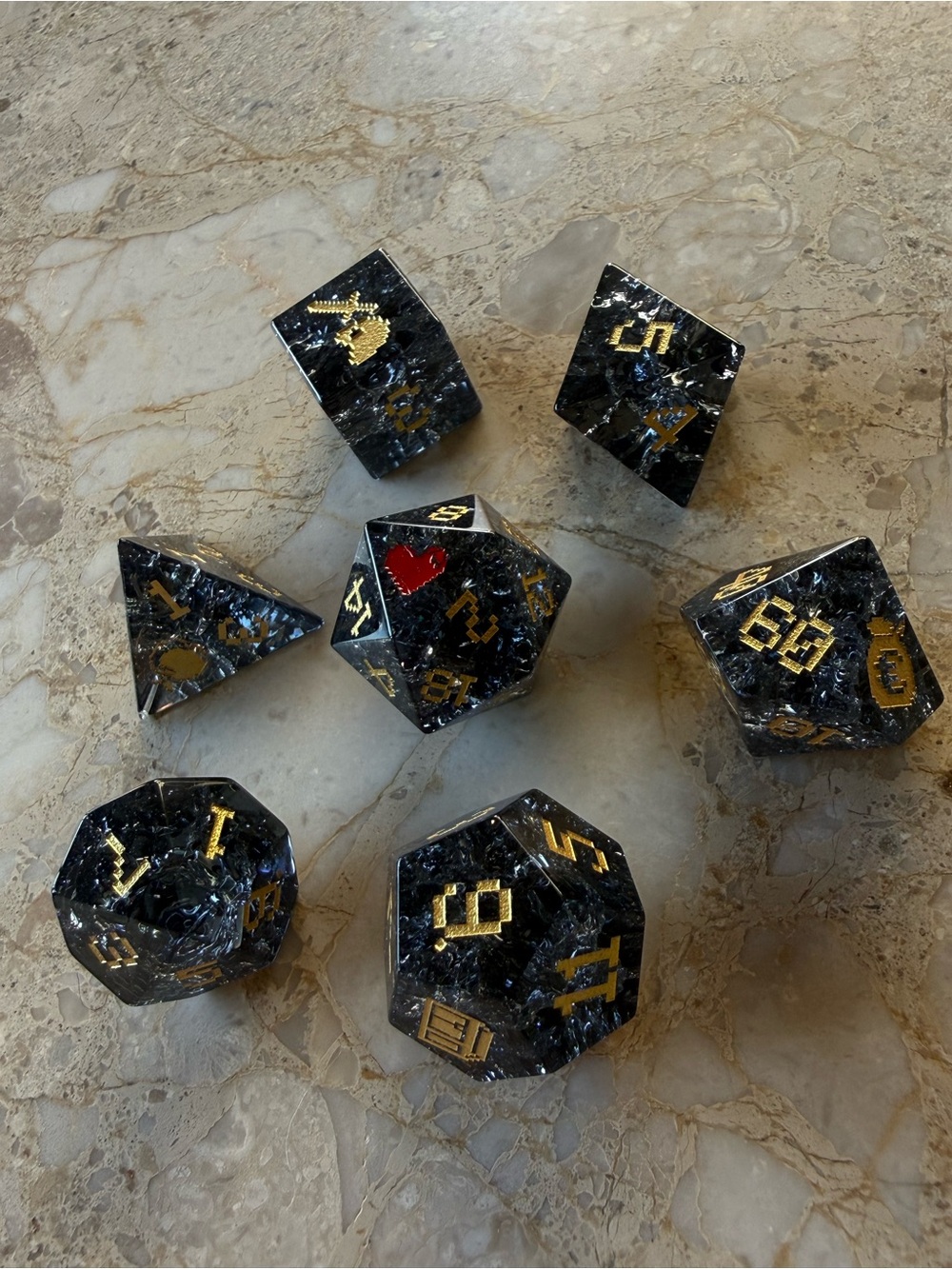 URWizards D&D Glass Engraved Dice Set